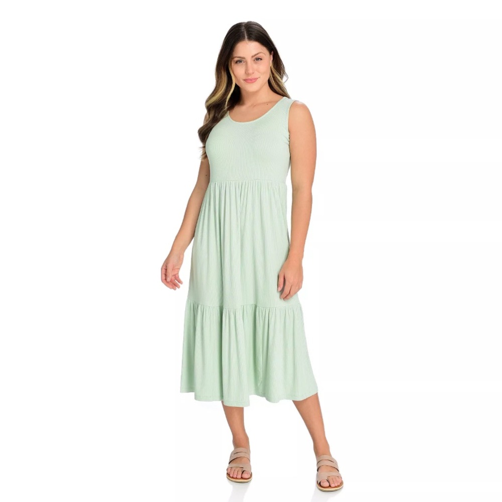 Women’s Indigo Thread Co. Mint Rib Knit‎ Sleeveless Tiered Maxi Dress